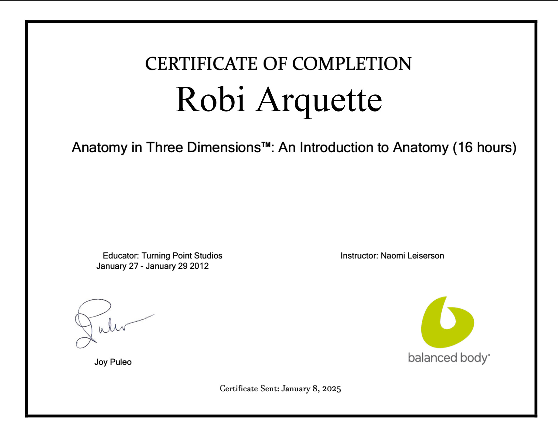 Pilates Certificate: Anatomy in 3D